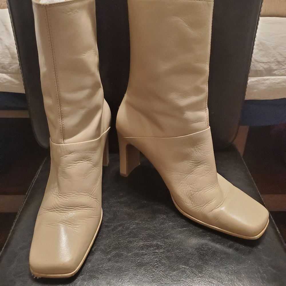 👢Amanda Smith Cream Leather Winter Boots 👢